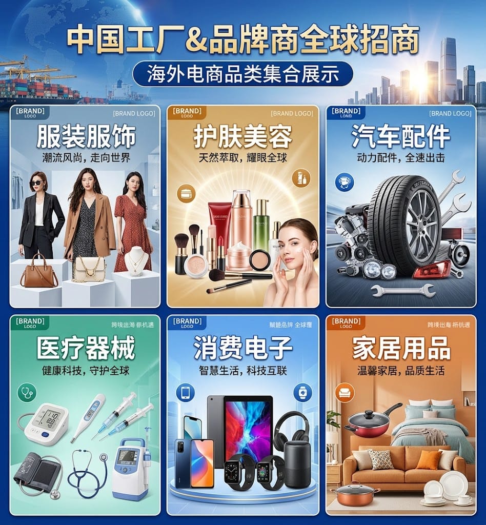中国供应链与品牌商全球招商:海外电商品类集合展示